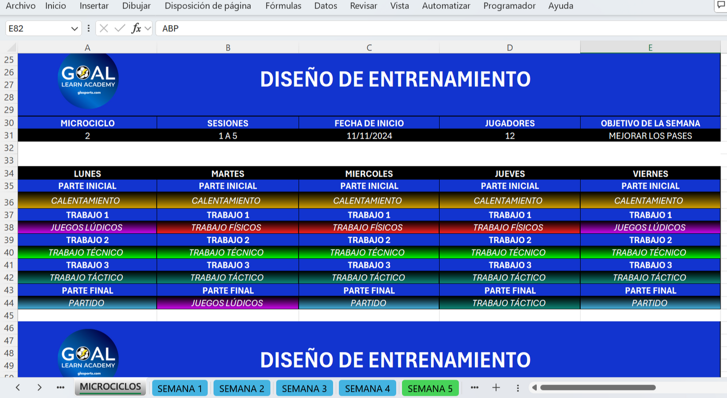 PLANTILLA EXCEL "DISEÑA TU ENTRENAMIENTO".